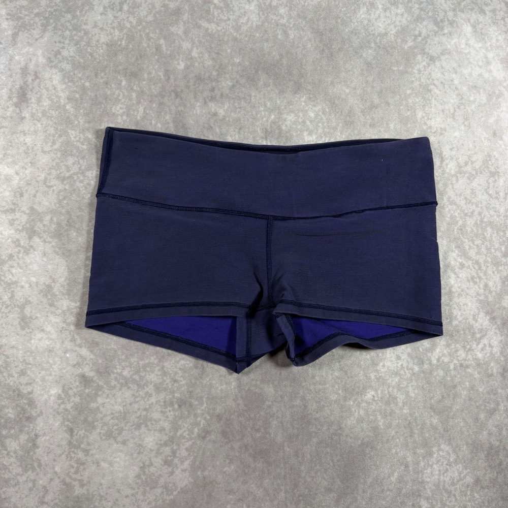 Lululemon Navy Blue Purple Lined Athletic Running Shorts Womens 10 Activewear